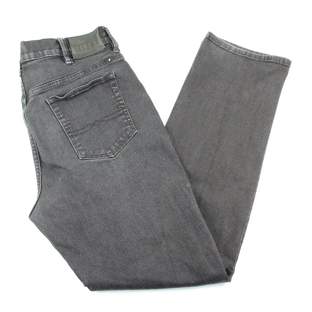 Lucky Brand 37 X 33 Athletic Fit Black Flex Straight Leg Distressed Denim Jeans - Picture 1 of 11